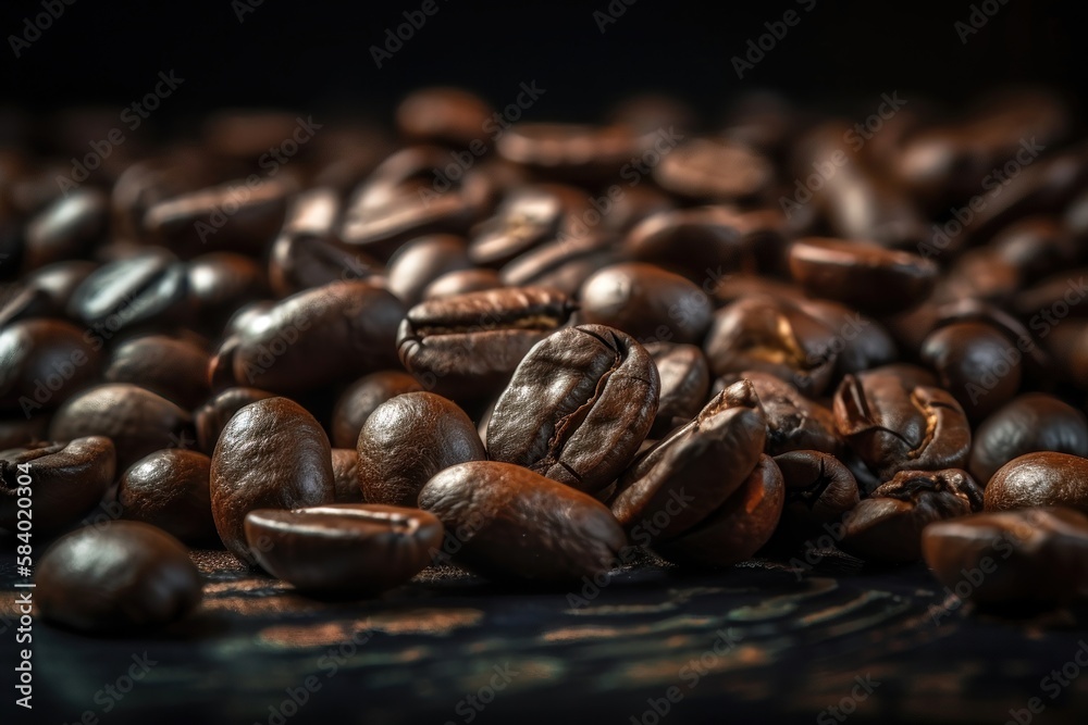Close-up coffee beans. AI generated Close-up coffee beans. AI generated