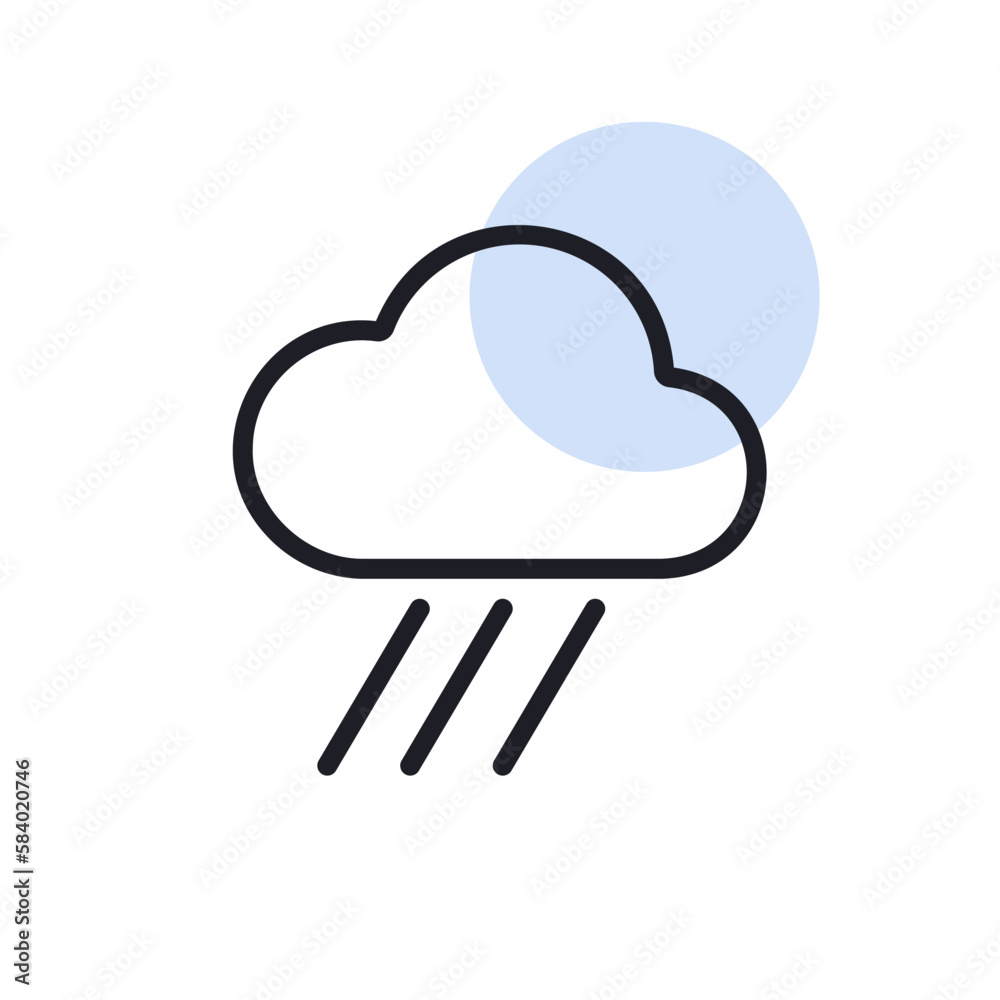 Raincloud vector isolated flat icon. Weather sign