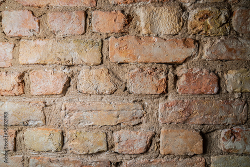 Rough brick texture close up of wall