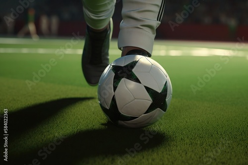 soccer stadium game kicking ball soccer player photorealistic  © notarobotyet
