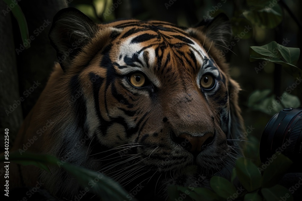 Endangered Species. Tiger portrait. AI generated Endangered Species. Tiger portrait. AI generated