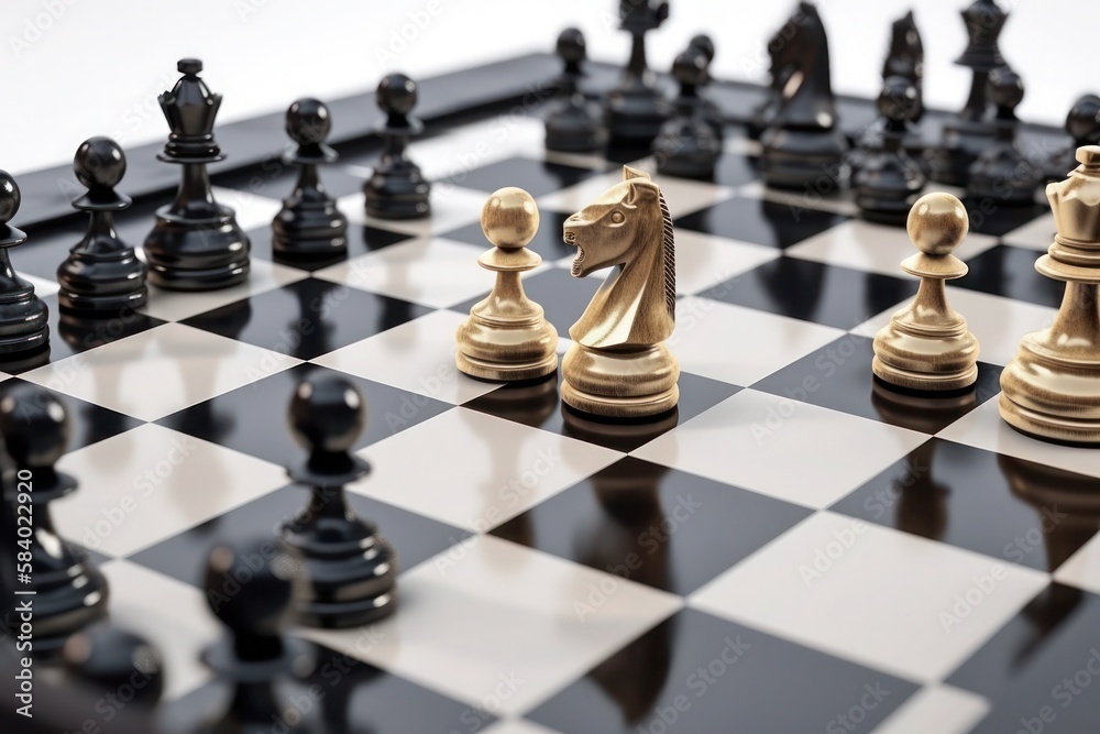 beautiful chessboard strategy Chess game white background generative ai