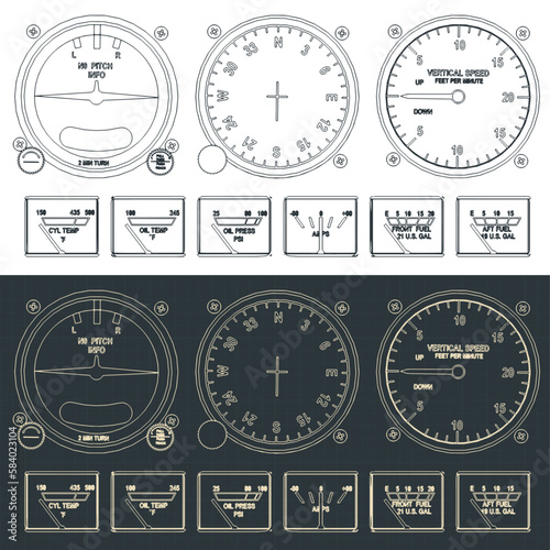 Airplane control panel drawings