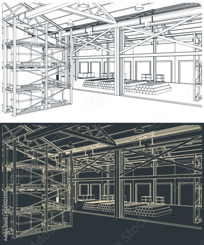 Large warehouse illustrations