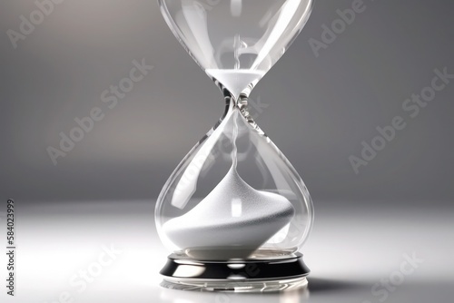 beautiful glass hourglass time watch on a light background clock photorealistic generative ai