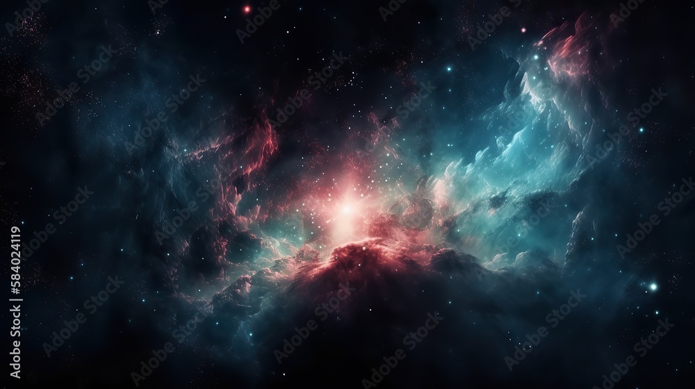 Galaxy and Nebula. Abstract space background. Endless universe with stars and galaxies in outer space. Cosmos art. Generative AI
