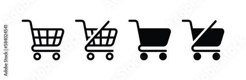 Shopping cart icon. No shopping cart sign. Shopping cart icon sign and symbol for apps and websites. Vector illustration.