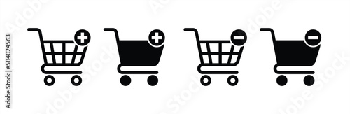 Shopping cart icon. Containing add cart, add to cart, no shopping cart. Shopping cart icon sign and symbol. Vector illustration.