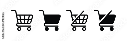 Shopping cart icon. No shopping cart sign. Shopping cart icon sign and symbol for apps and websites. Vector illustration.