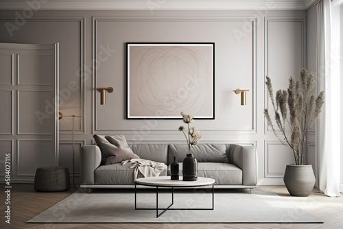 modern living room with sofa and marble and lights