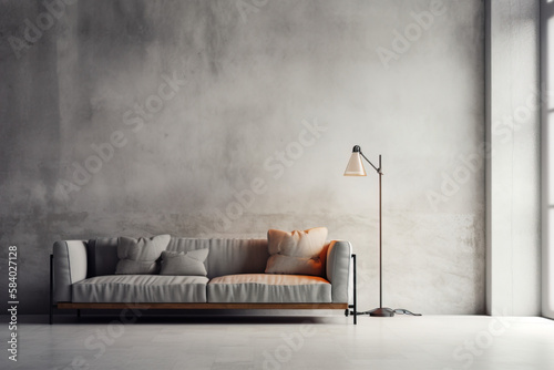 modern living room with sofa and marble and lights