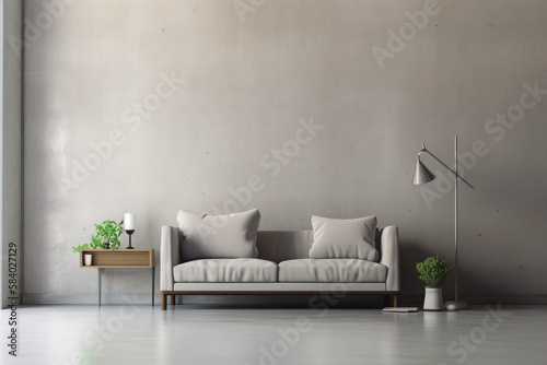 modern living room with sofa and marble and lights