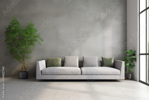 modern living room with sofa and marble and lights