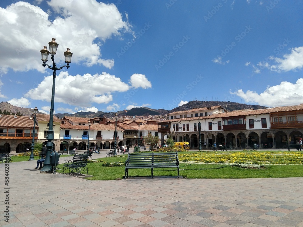 view of the town square country cusco peru