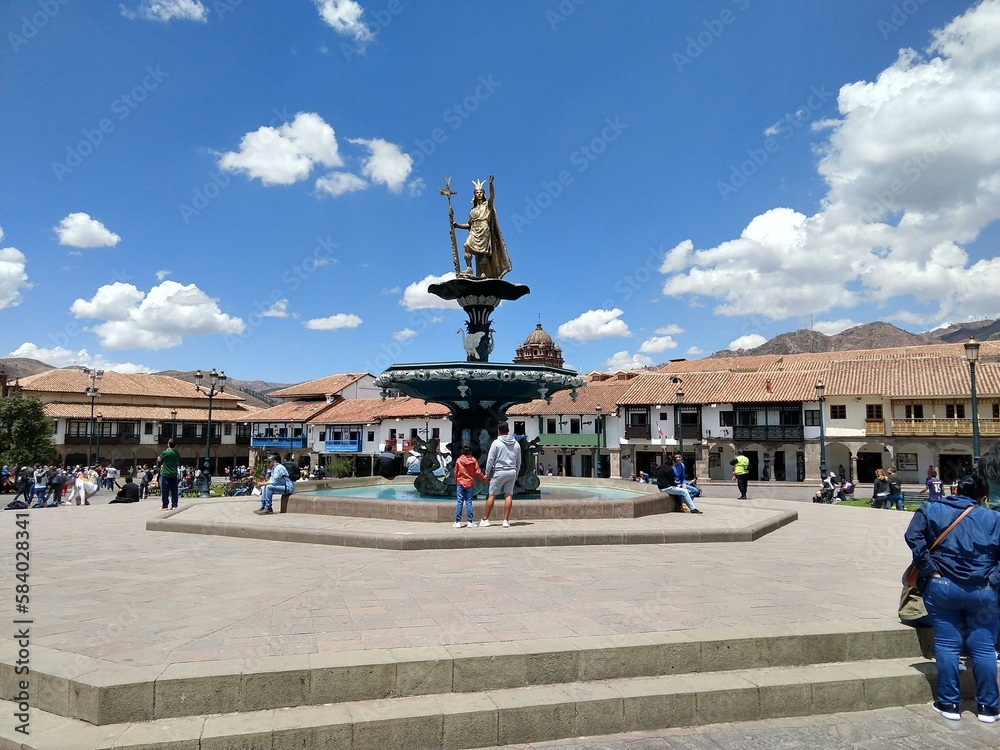 fountain in the park cusco peru