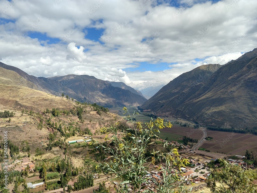valley landscape with sky and clouds in peru valley landscape with sky and clouds in peru