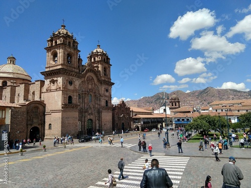view of cathedral in plaza de armas in cusco peru