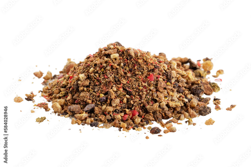 Ground hot pepper black and red isolated on a white background. Ground hot pepper black and red isolated on a white background.