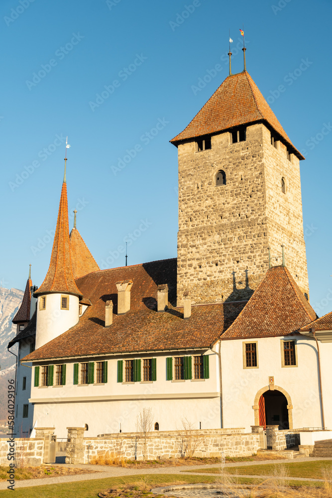 Spiez castle at the lake of Thun in Switzerland Spiez castle at the lake of Thun in Switzerland