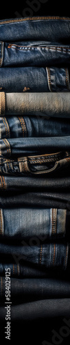 abstract background of jeans stacked on eachother