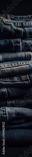 abstract background of jeans stacked on eachother