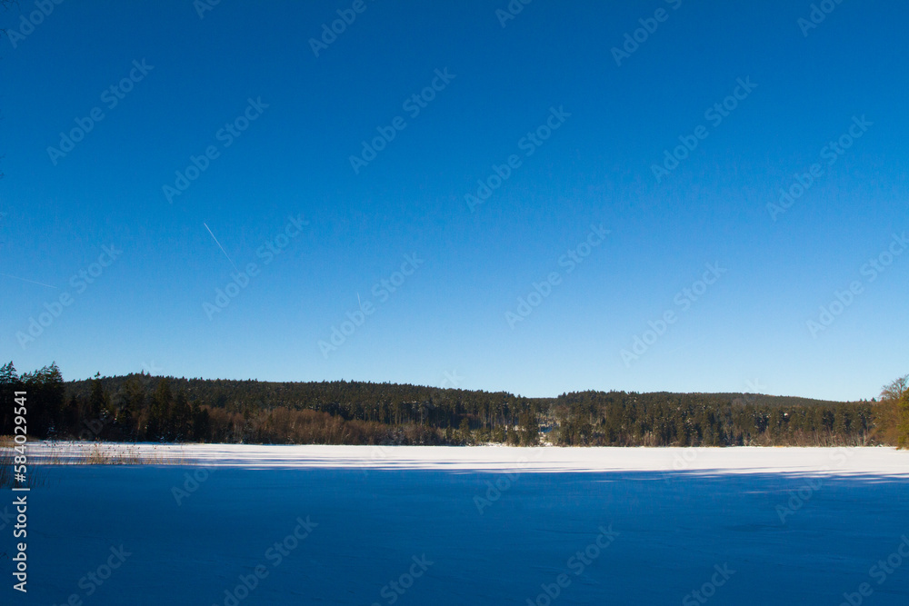 Frozen pond in winter countryside. Frozen pond in winter countryside.