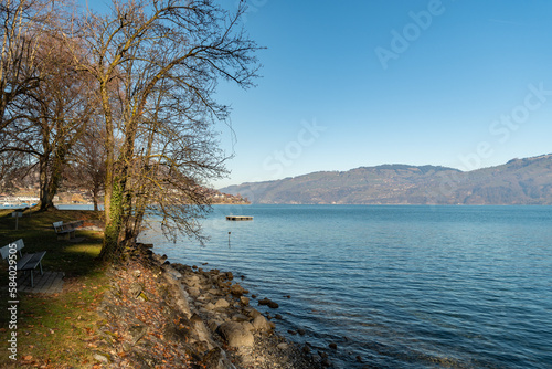 Morning scenery at the lake of Thun in Krattigen in Switzerland © Robert