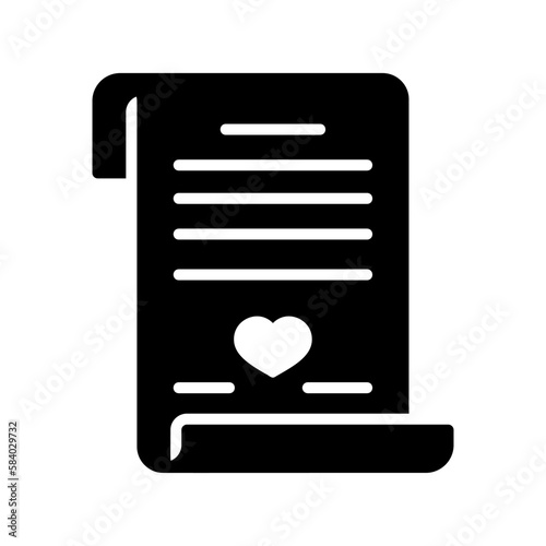 Marriage contract. Wedding certificate vector icon