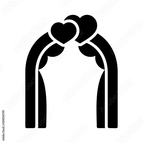 Wedding arch with hearts isolated vector icon