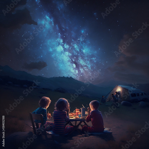 group of people at night