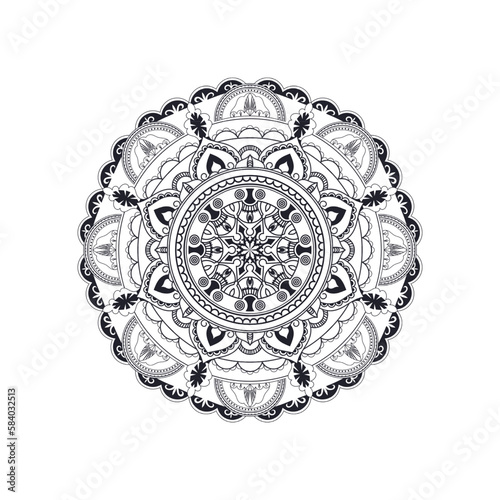 Mandala Line Art for coloring book.meditation Symbol pattern.anti-stress therapy.Ethnic decorative henna Tatto Elements.Islamic,Arabic, Indian,Ottoman motifs.hand drawn vector.Oriental line ornament