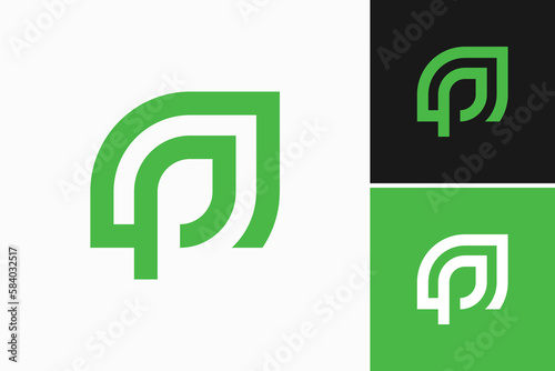 letter GP with growth leaf logo vector 