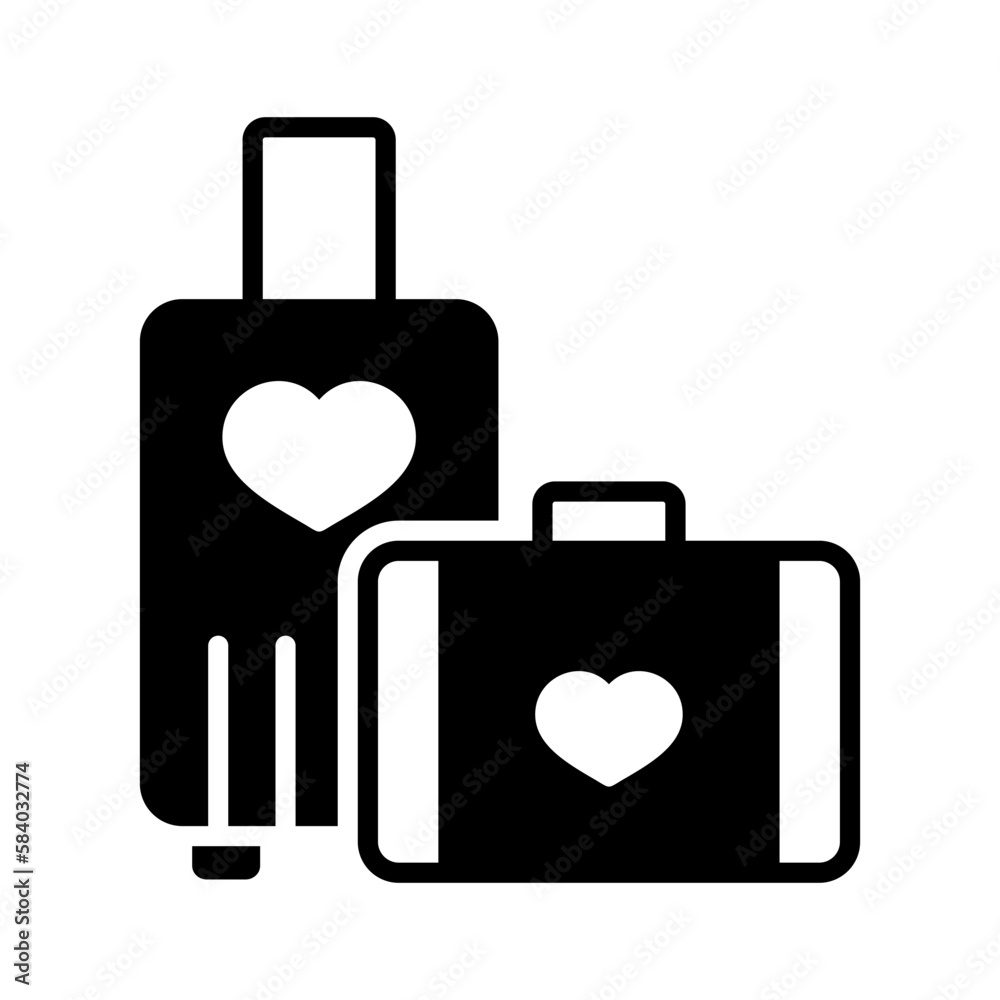 Suitcase and honeymoon on vacation wedding icon Suitcase and honeymoon on vacation wedding icon