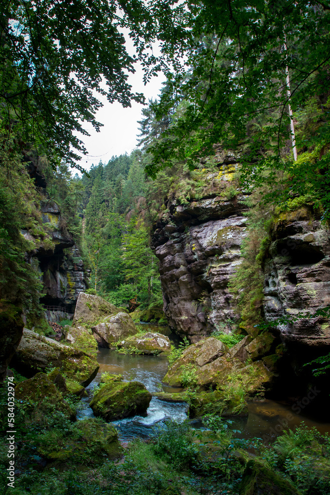 Valley and river.