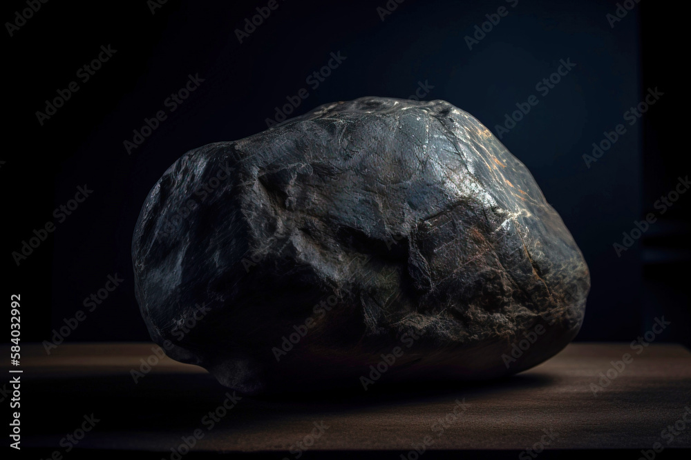 Jeremejevite is a rare precious natural geological stone eremeite on a black background in low key. AI generated.