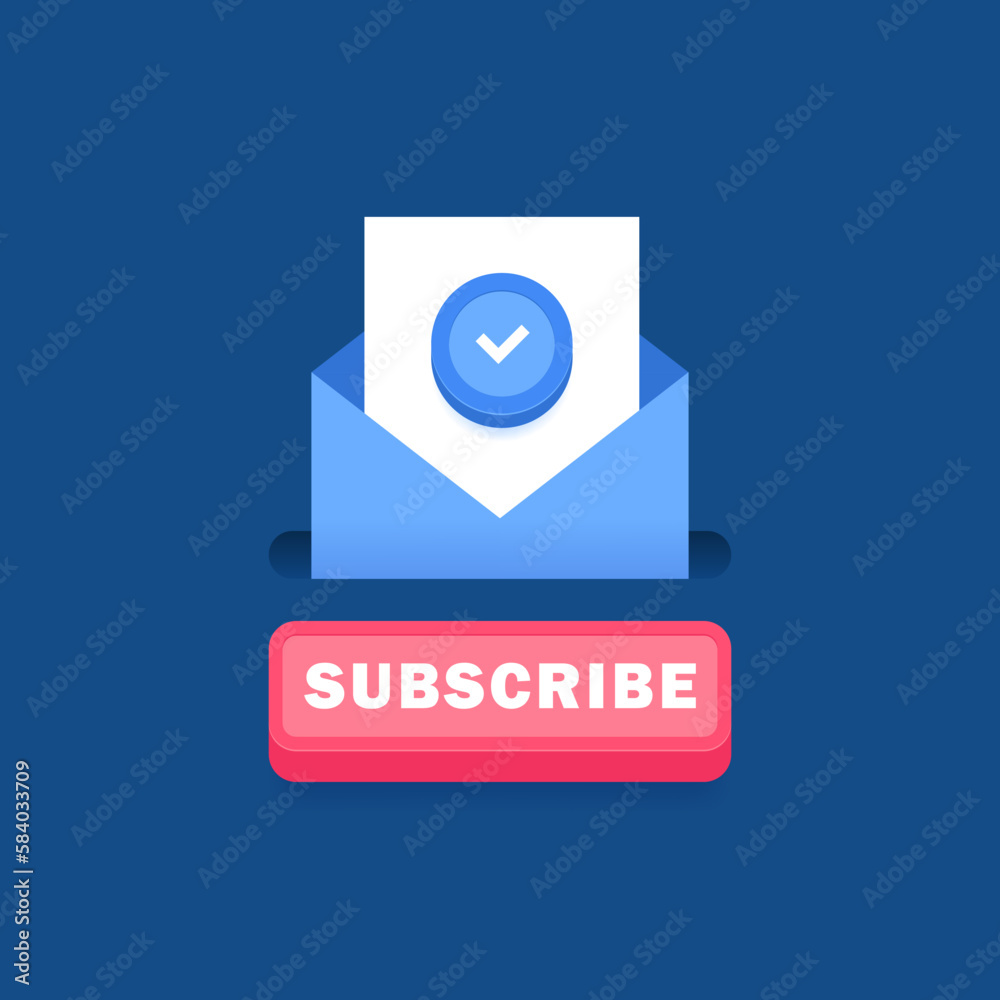 Subscribe to our newsletter. Concept of subscription to newsletter, news, promotions, offers. Letter in envelope with subscription button. Vector illustration Subscribe to our newsletter. Concept of subscription to newsletter, news, promotions, offers. Letter in envelope with subscription button. Vector illustration