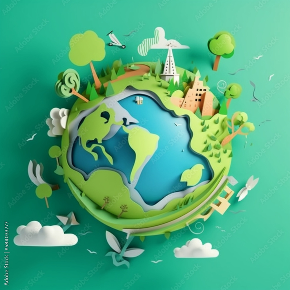 Naklejka premium Earth day Illustration, Creative Background, wallpaper. Generative Ai. 