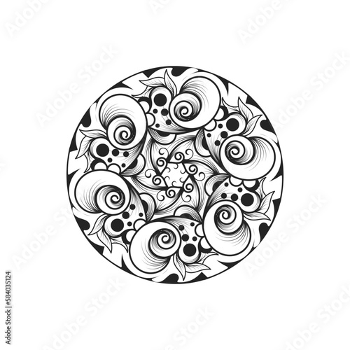 Mandala Line Art for coloring book.meditation Symbol pattern.anti-stress therapy.Ethnic decorative henna Tatto Elements.Islamic,Arabic, Indian,Ottoman motifs.hand drawn vector.Oriental line ornament