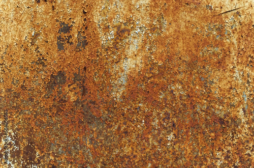 Corrosion and oxidized plate. Worn metal iron background.