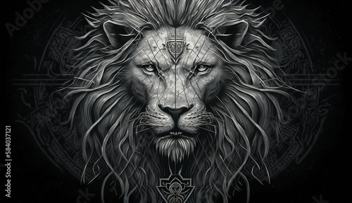 head of lion, lion artwork, illustration, lion illustration, generated with AI tool