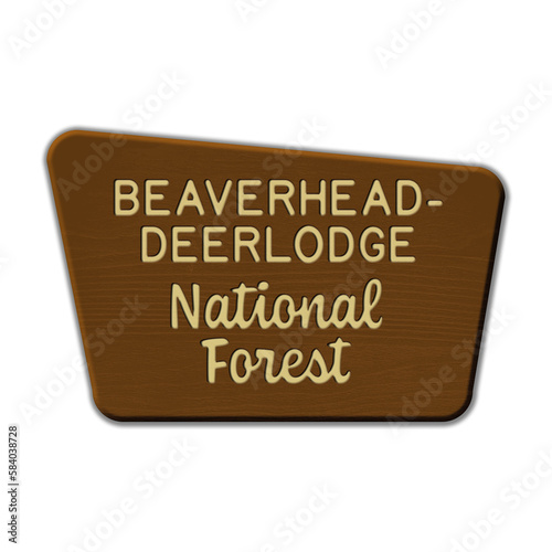 Beaverhead-Deerlodge National Forest wood sign illustration on transparent background