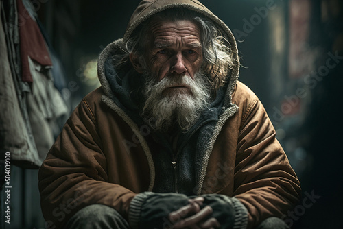 old man in bad mental and or physical condition, fictional person and place and fictional problem. Generat