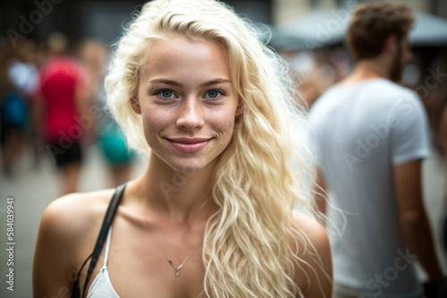 young woman explores an old...