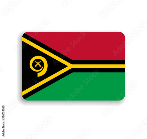 Vanuatu flag - flat vector rectangle with rounded corners and dropped shadow.