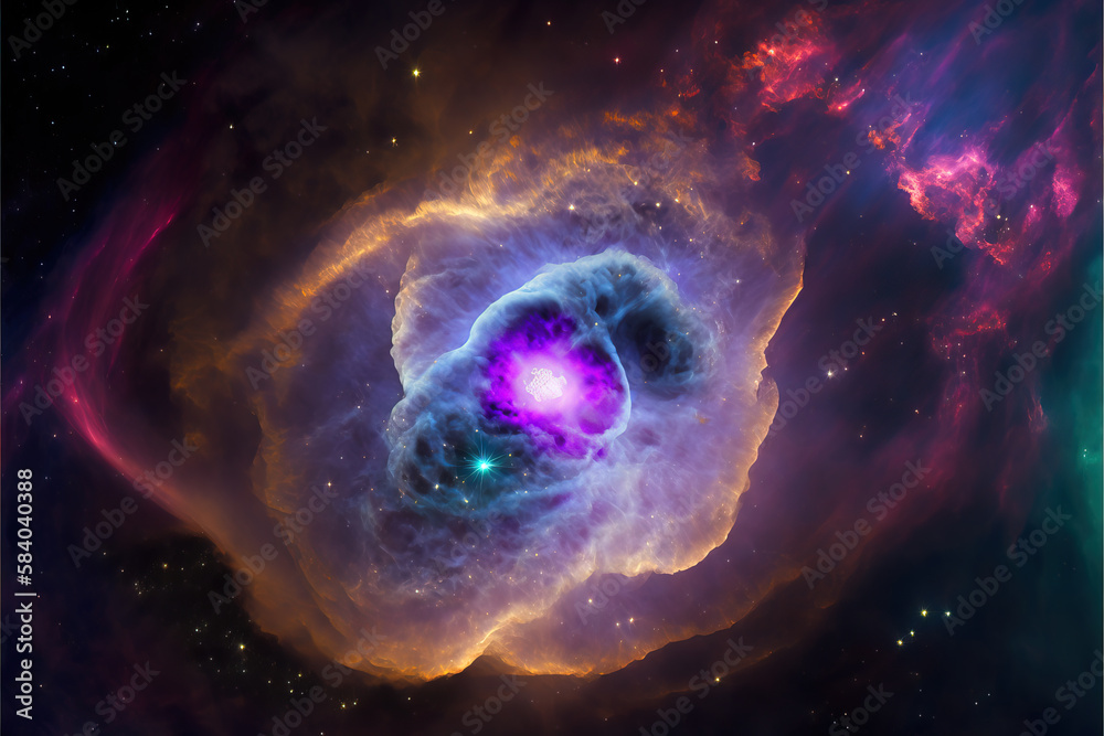 Obraz premium Pearl nebula with stars. Fantasy galaxy generative AI background