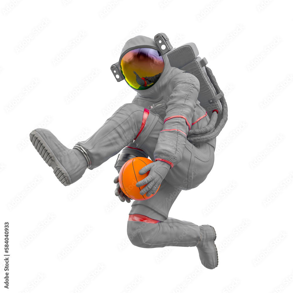 astronaut is playing basketball