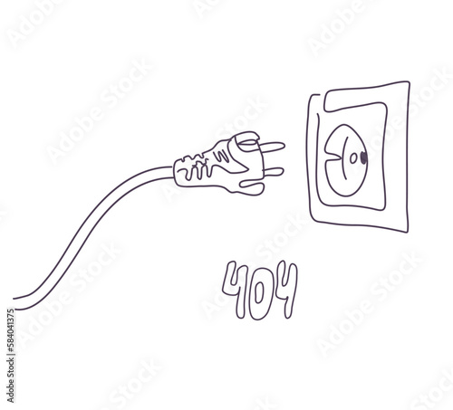 404 Page not found error. Doodle hand drawn vector illustration concept of internet connection problem.