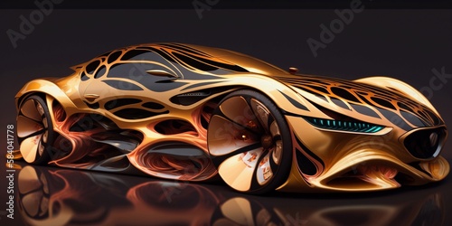 Model golden leopard car of the future. Generative AI.
