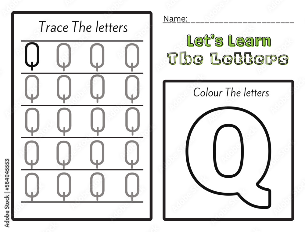 letters q. Learning Kids counting activity. Worksheet for learning