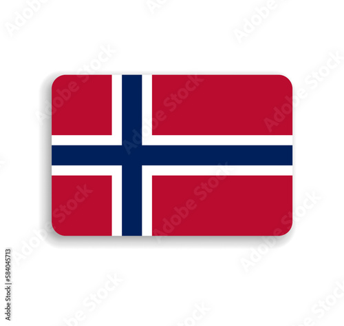 Norway flag - flat vector rectangle with rounded corners and dropped shadow.